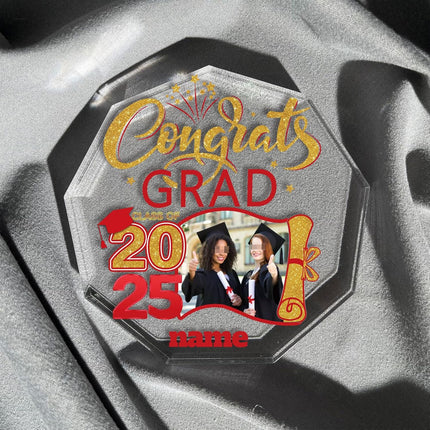 UUBAO Personalized Graduation Gift Class of 2025 Desk Paperweight Farewell Memorial Decorative Signs Plaques with Photo (Red)