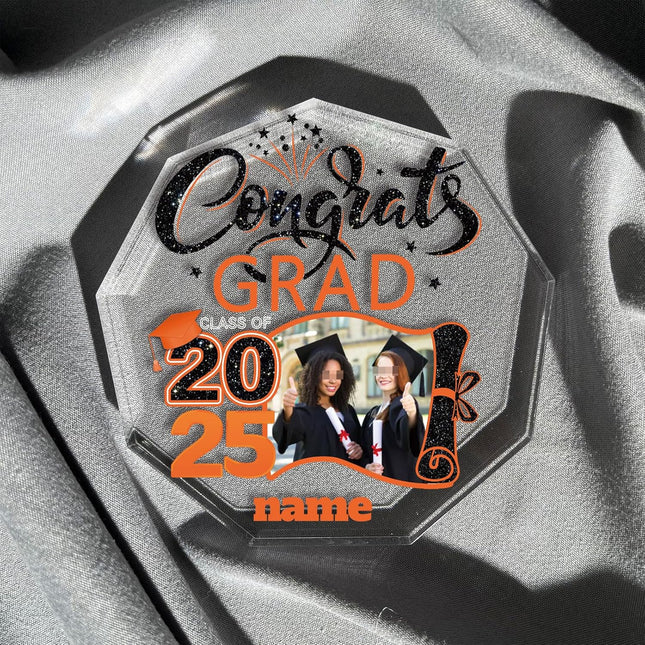 UUBAO Personalized Graduation Gift Class of 2025 Desk Paperweight Farewell Memorial Decorative Signs Plaques with Photo (Orange)
